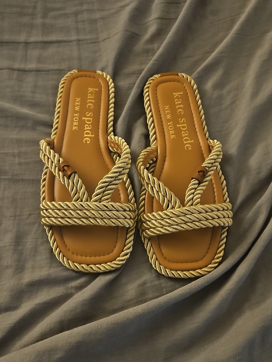 kate spade Shoes - kate spade Metallic Gold Rope Slide Sandals